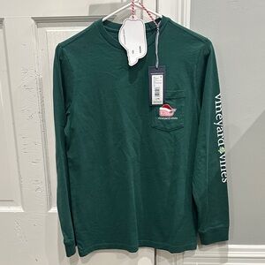 Vineyard Vines Boys Santa Long Sleeve Tee SZ L
